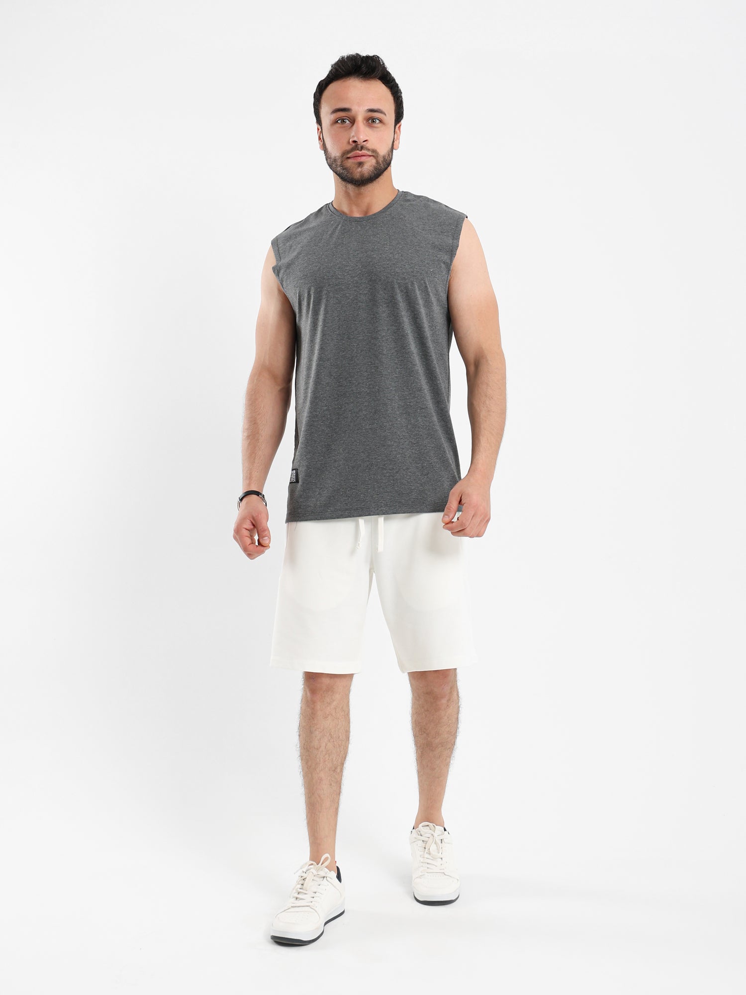 Sleeveless T Shirt with Woven Badge