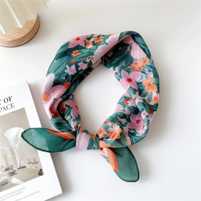 Women's Pastoral Minimalist Flower Cotton And Linen Printing Silk Scarf