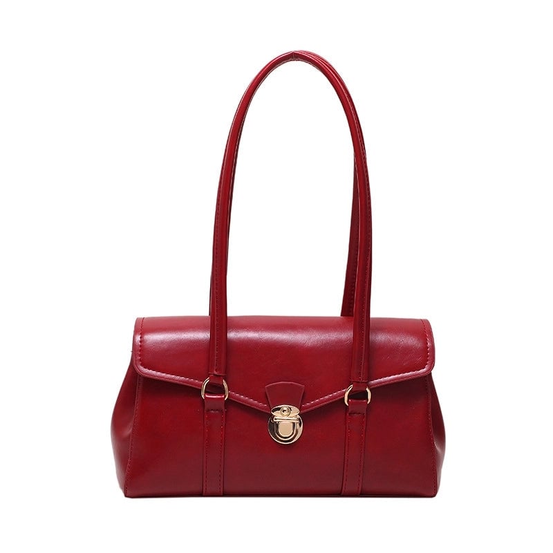 Women's Medium Pu Leather Solid Color Elegant Lock Clasp Underarm Bag