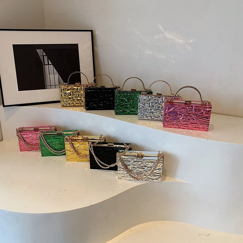 Women's Medium Arylic Solid Color Streetwear Square Lock Clasp Shoulder Bag Crossbody Bag