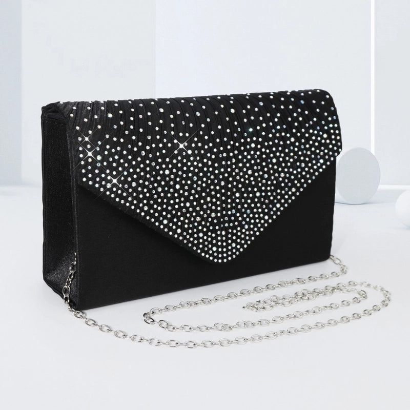 Women's Black Evening Bag Fashion Clutch High-end Banquet Party Banquet Hot Rhinestone Evening Bag Bridesmaid Bag