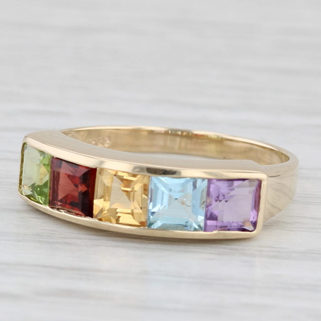 1.89ctw Gemstone Rainbow Ring 10k Yellow Gold Size 7.25 Stackable