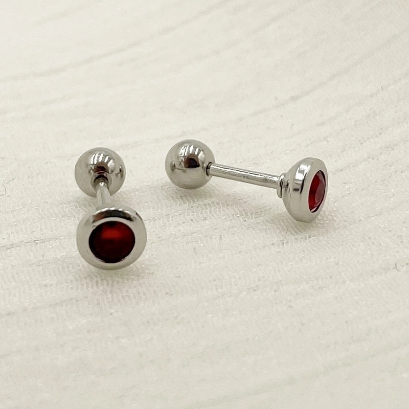1 Pair Minimalist Geometric Inlay Stainless Steel Zircon Ear Studs