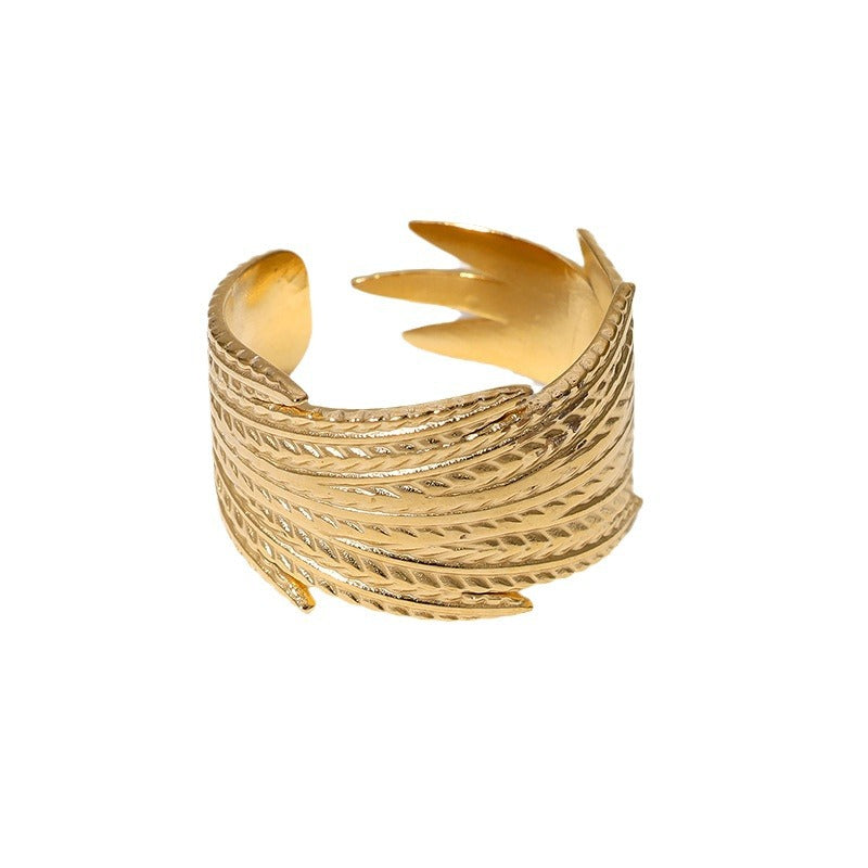 Open Ring Feather Stainless Steel Electroplating Rings