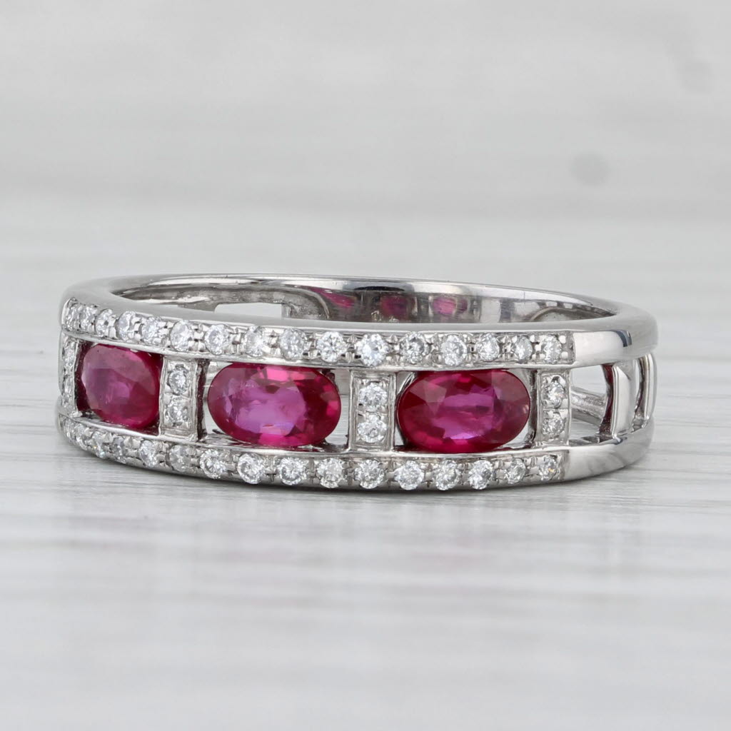 1.04ctw Ruby Diamond Ring 14k White Gold Size 8 Band Stackable