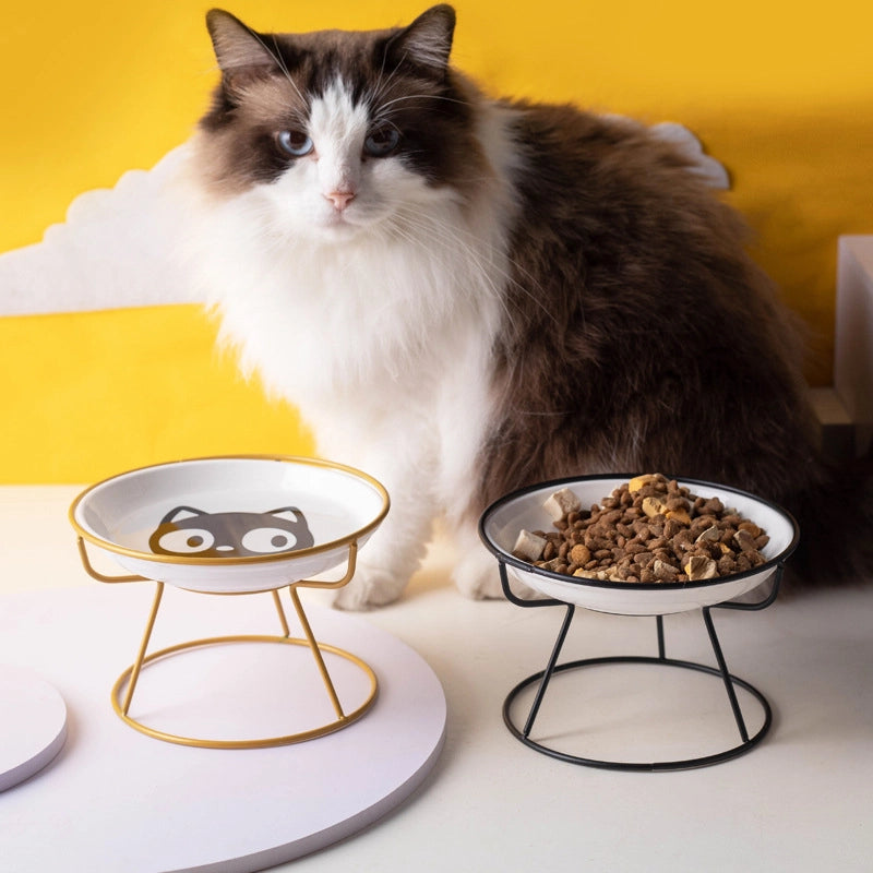 Pet Ceramic Bowl Cat Plate High Cat Food Plate Snack Plate Canned Plate Anti-cervical Spondylosis Anti-overturning Cat Bowl