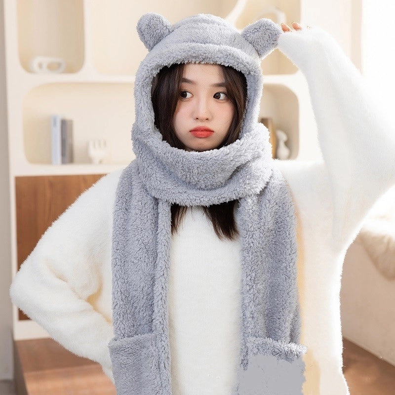 Women's Cute Solid Color Ear Warap Wool Cap