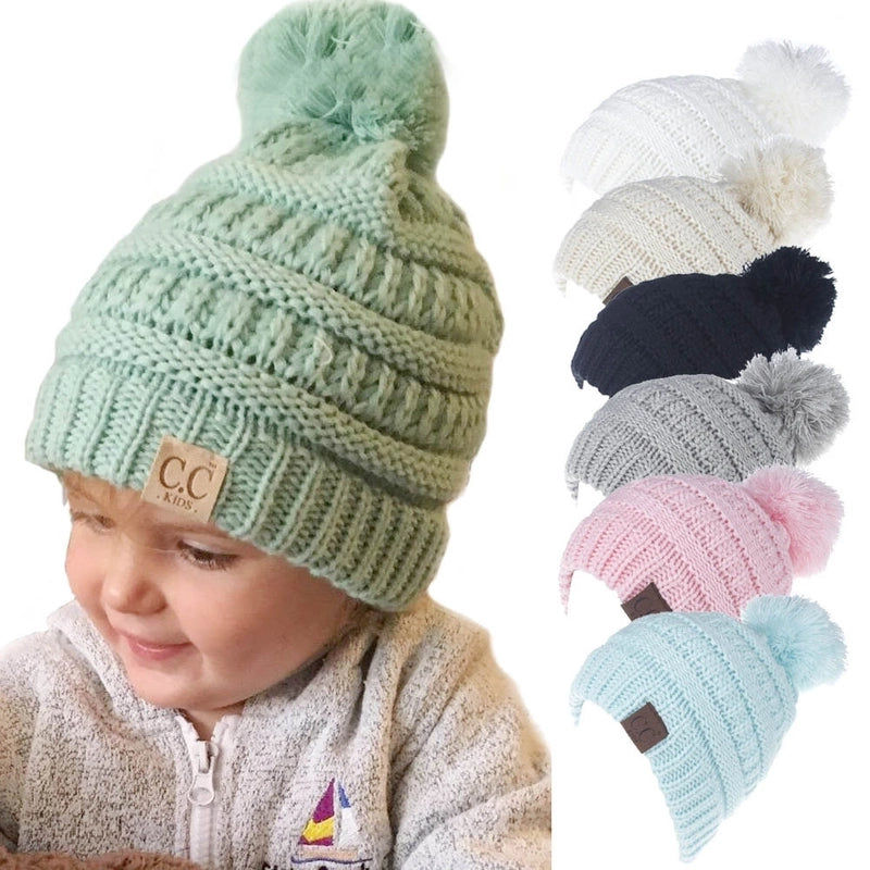 New Men's And Women's Wool Hat Knitted Hat Labeling Wool Ball Fur Ball Hat 11 Colors