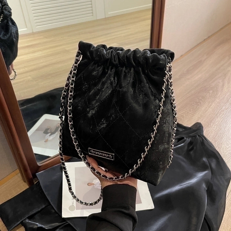 Women's Plaid Classic Style Sewing Thread Bucket String Tote Bag