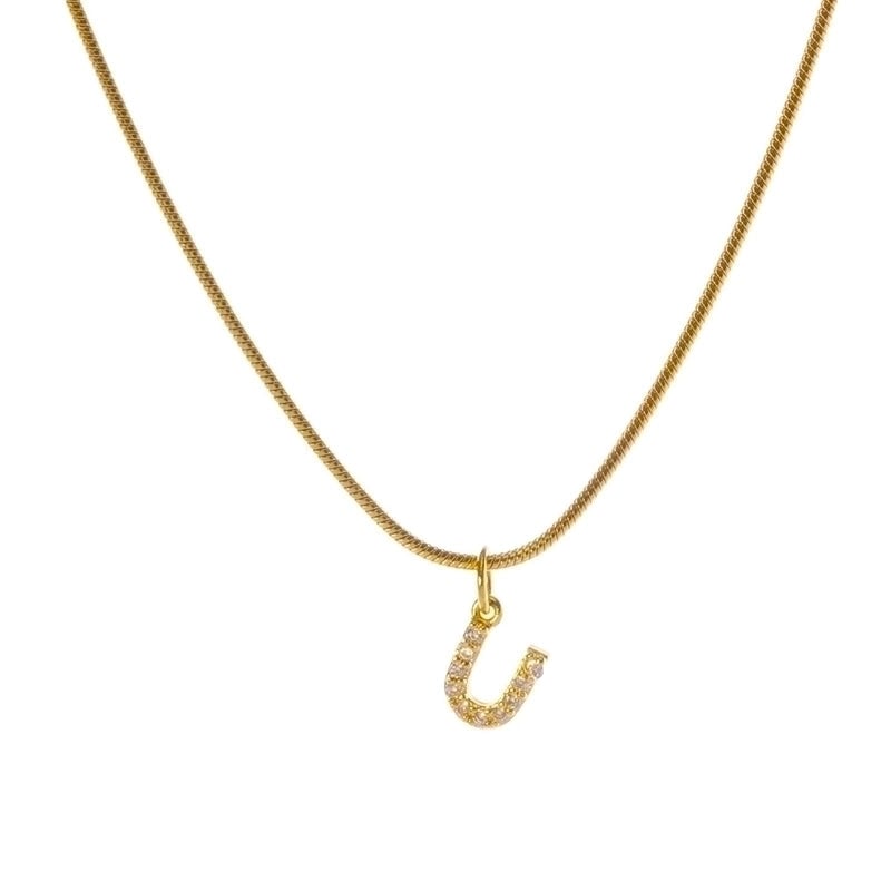 Fashion Letter Titanium Steel Plating Zircon Pendant Necklace