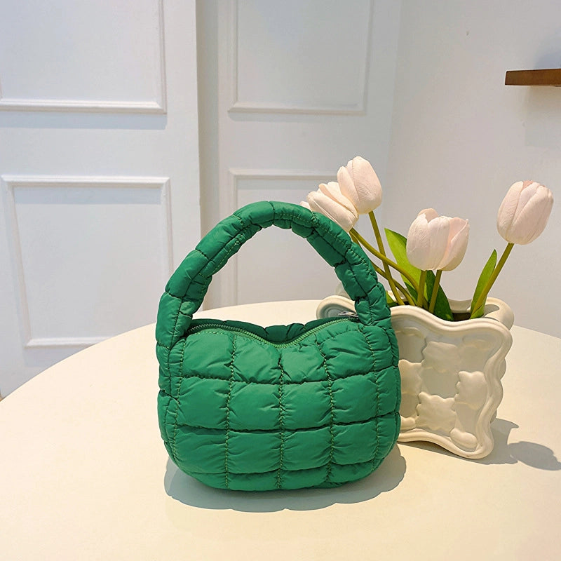 Autumn And Winter Mini Cloud Handbag Korean Style New Down Cotton-padded Underarm Bag Bubble Elastic Handbag