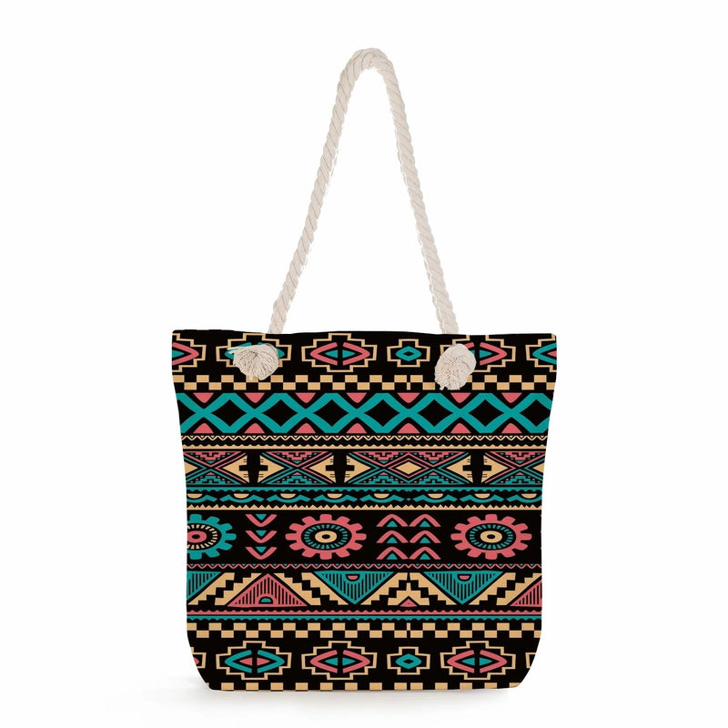 Geometric Printing Tote Bag Student Book Storage Shoulder Bag Large Capacity Handbag