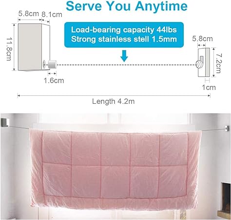Stainless Steel Wire Clothes Liner . Retractable Clothesline Steel