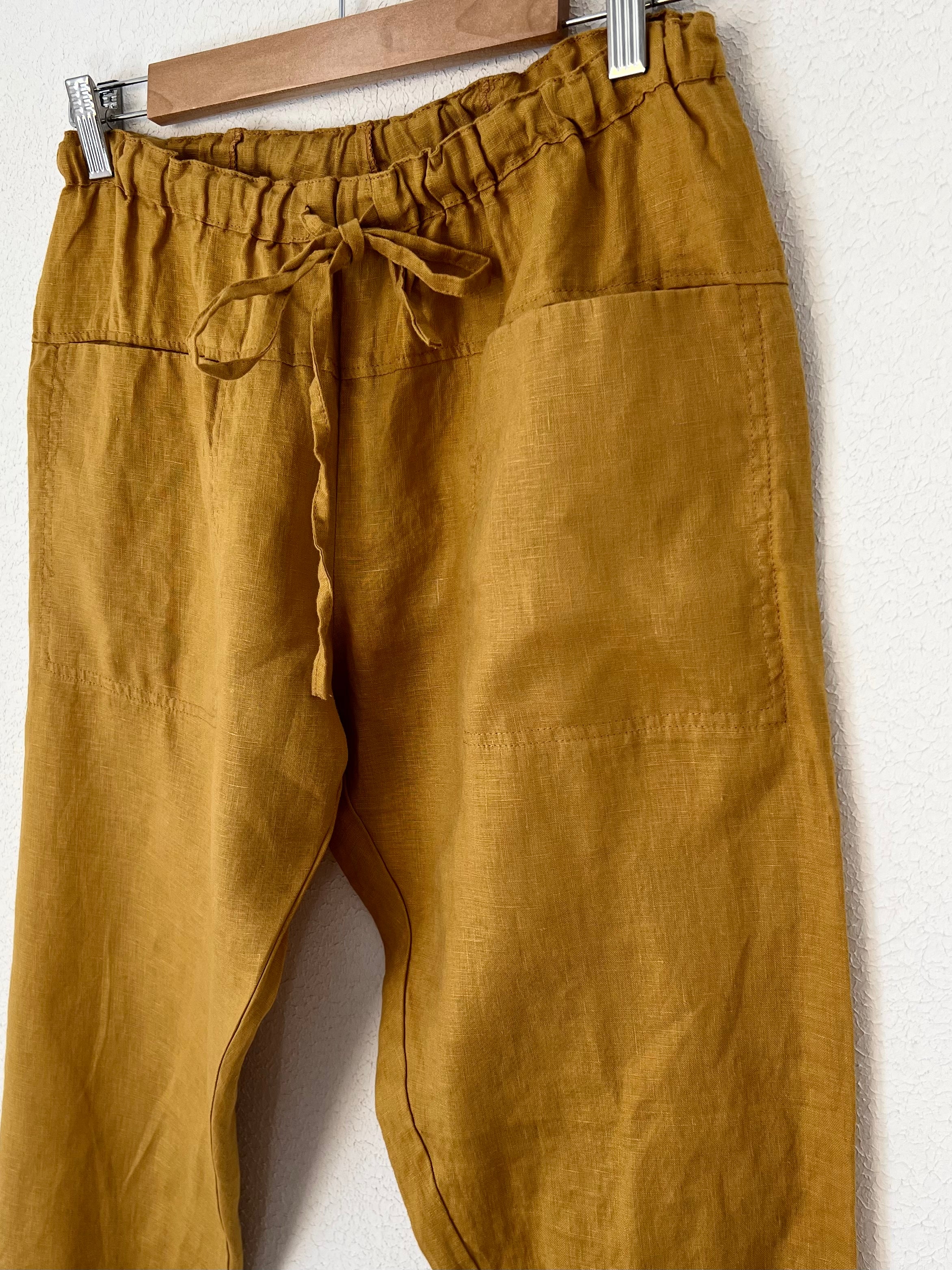 jessie pant-turmeric linen