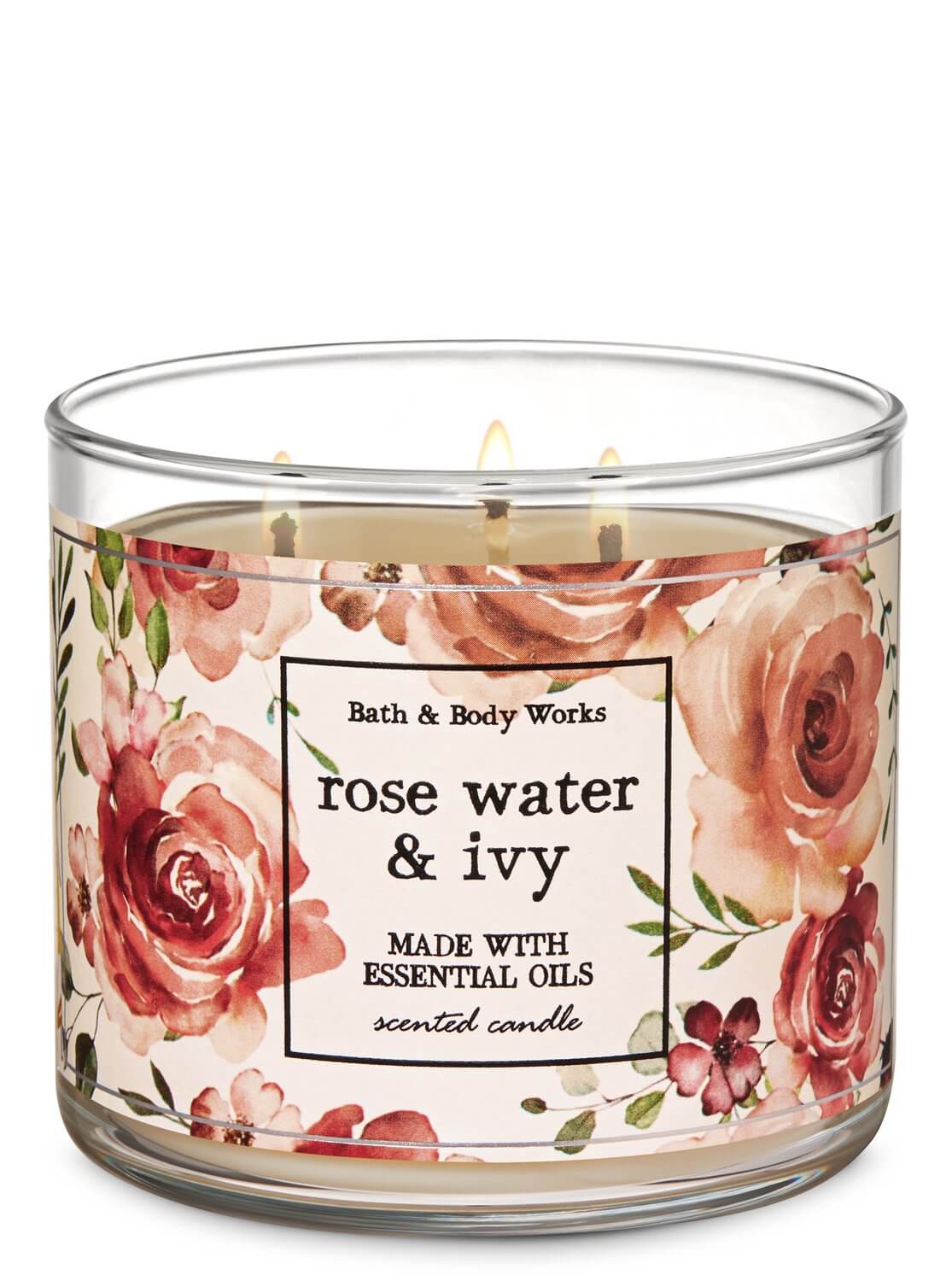 Bath And Body Works Rose Water & Lvy 3-Wick Candle