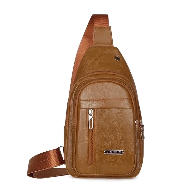 Men's Vintage Style Solid Color Pu Leather Waterproof Waist Bags