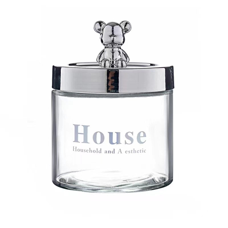 Casual Cute Little Bear Glass Storage Tank