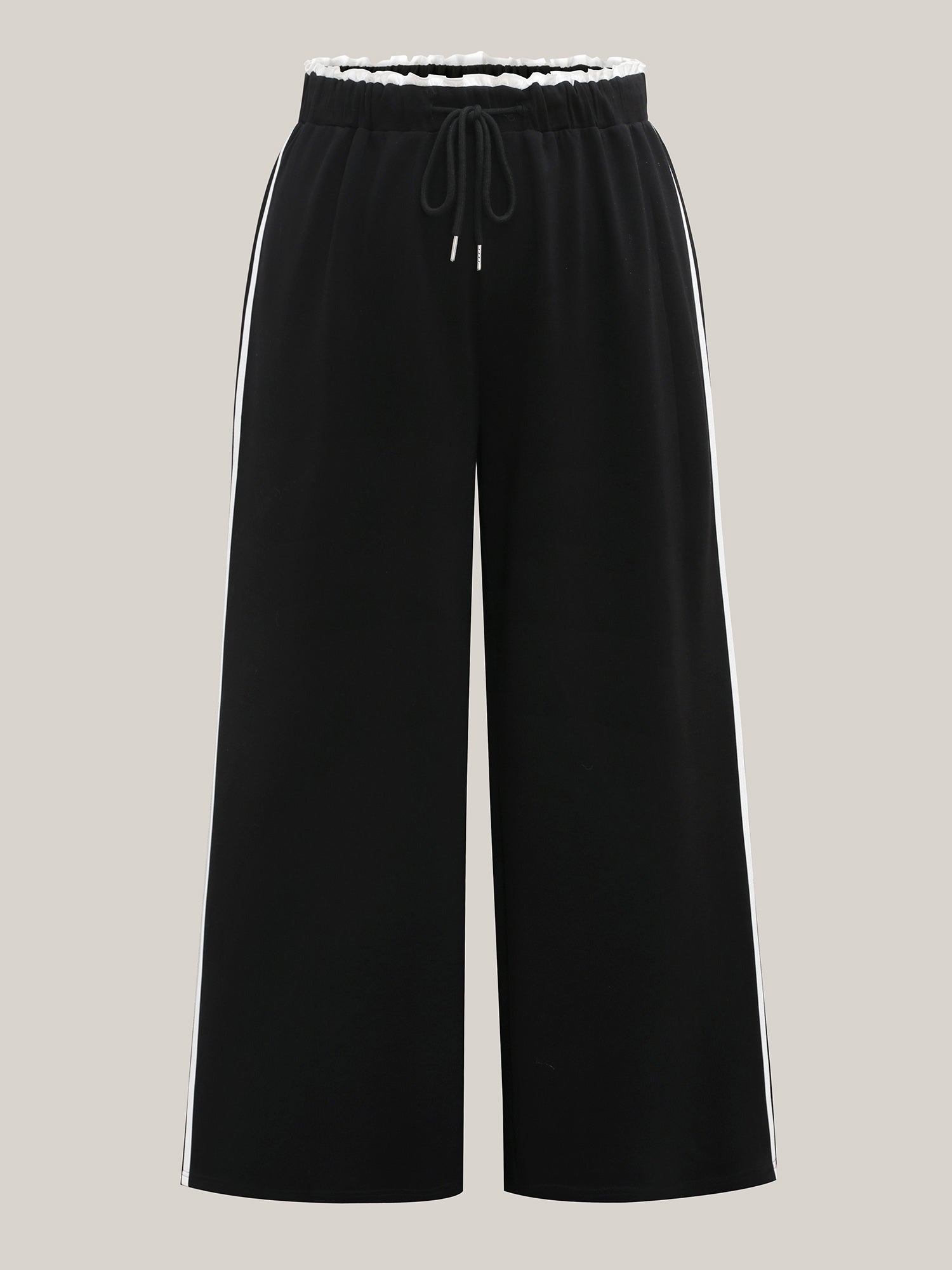 Contrast Lines Drawstring Wide-Leg Pants