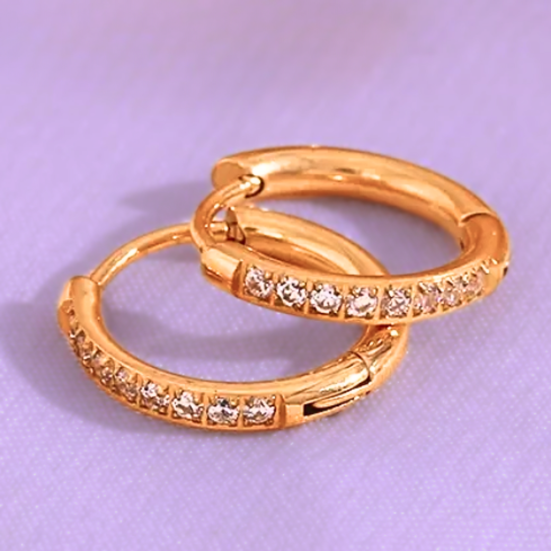 10mm Slim diamond style hoops - Gold