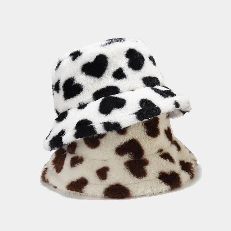 Women's Ig Style Heart Shape Printing Wide Eaves Bucket Hat
