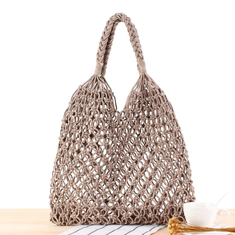 Women's Large Spring&summer Cotton Rope Vintage Style Bucket Bag