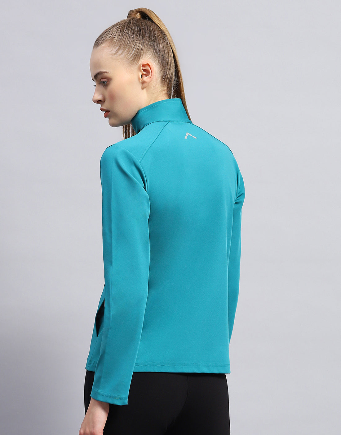 Women Turquoise Blue Solid Collar Full Sleeve Top