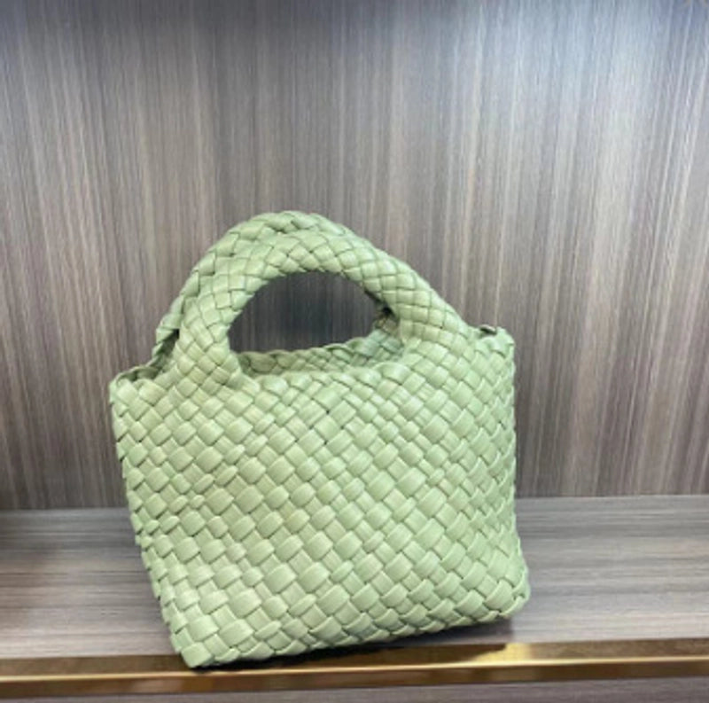 Women's Small Pu Leather Solid Color Streetwear Weave Square Open Crossbody Bag