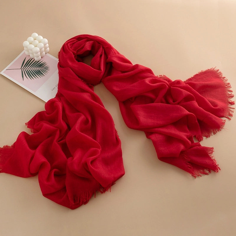 Spring And Summer New Solid Color Thin Scarf High Sense Female All-Matching Long Air Conditioning Shawl Sunscreen Scarf Scarf