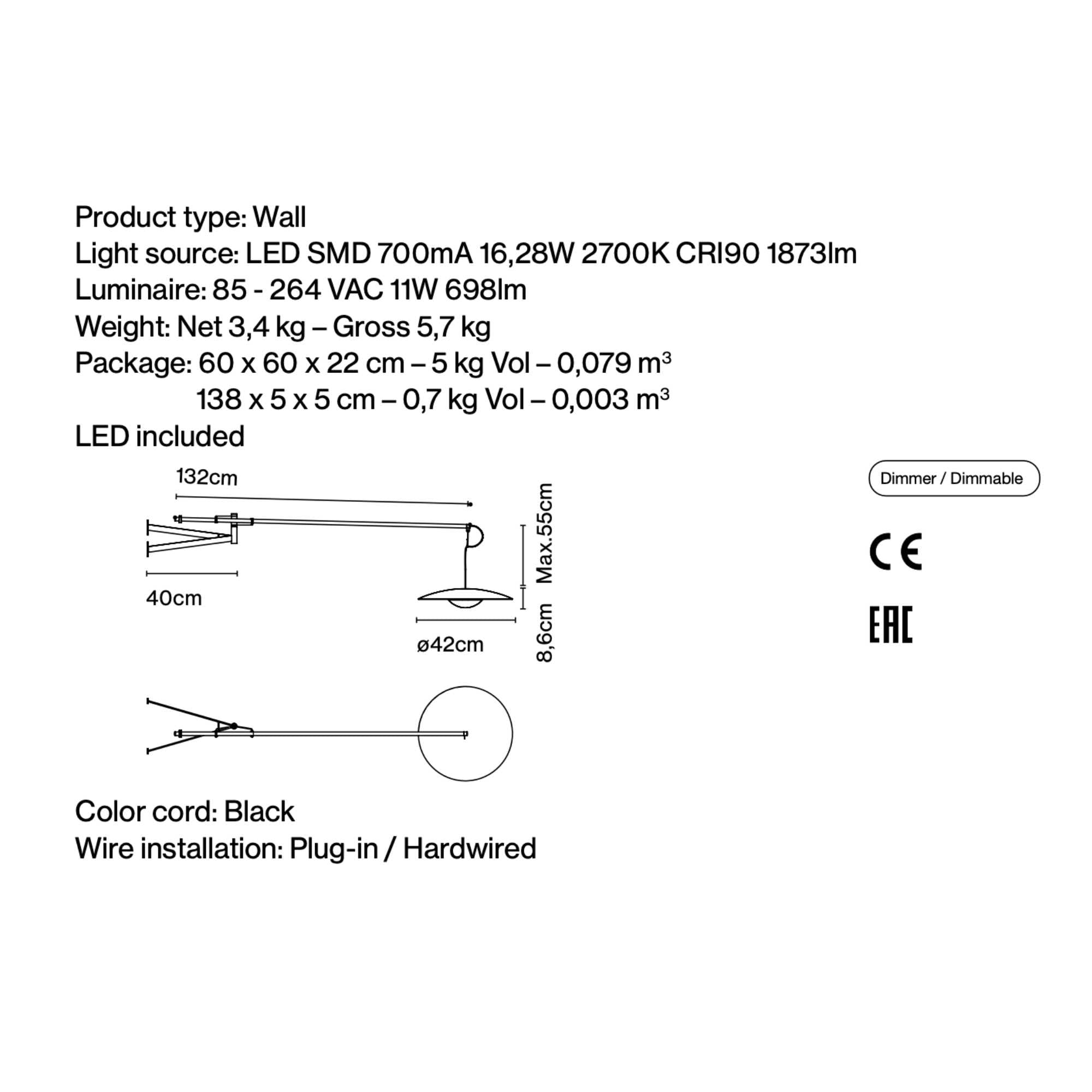 A XL 42 wall lamp