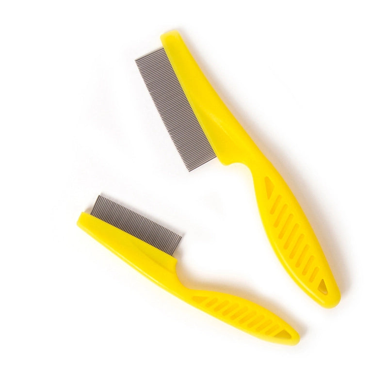 Dog Cat Pet Cleaning Face Comb Flea Removal Teeth Comb Plastic Handle Steel Needle To Floating Lice Small White Comb