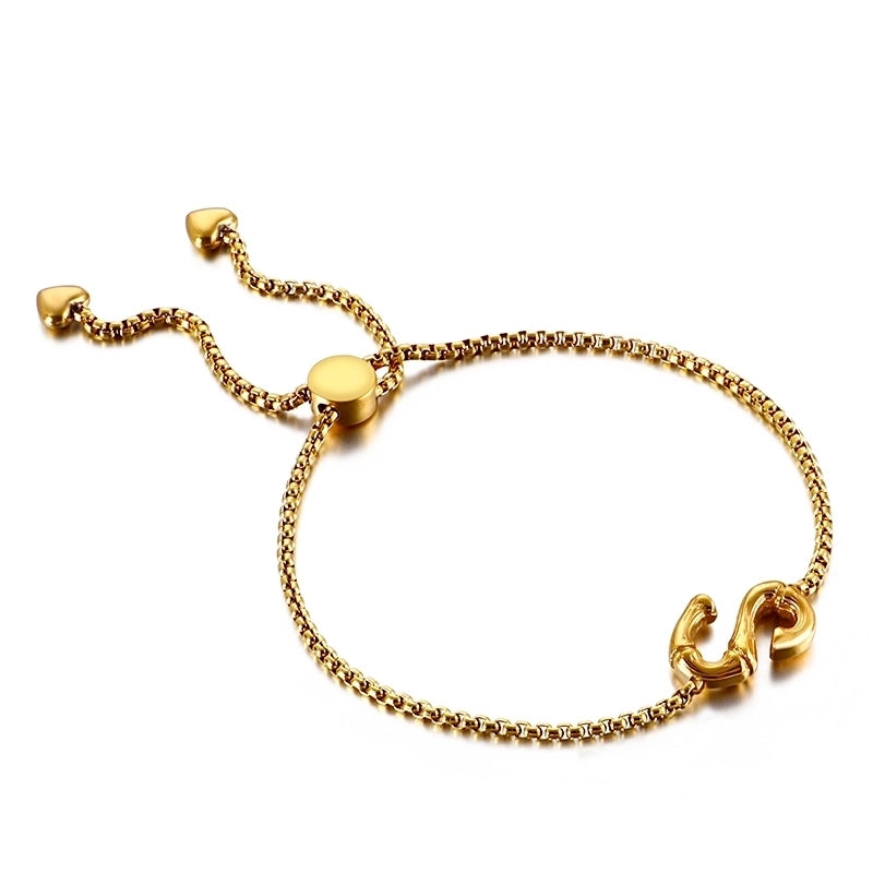Casual Minimalist Letter Heart Shape Stainless Steel 18K Gold Plated Bracelets In Bulk