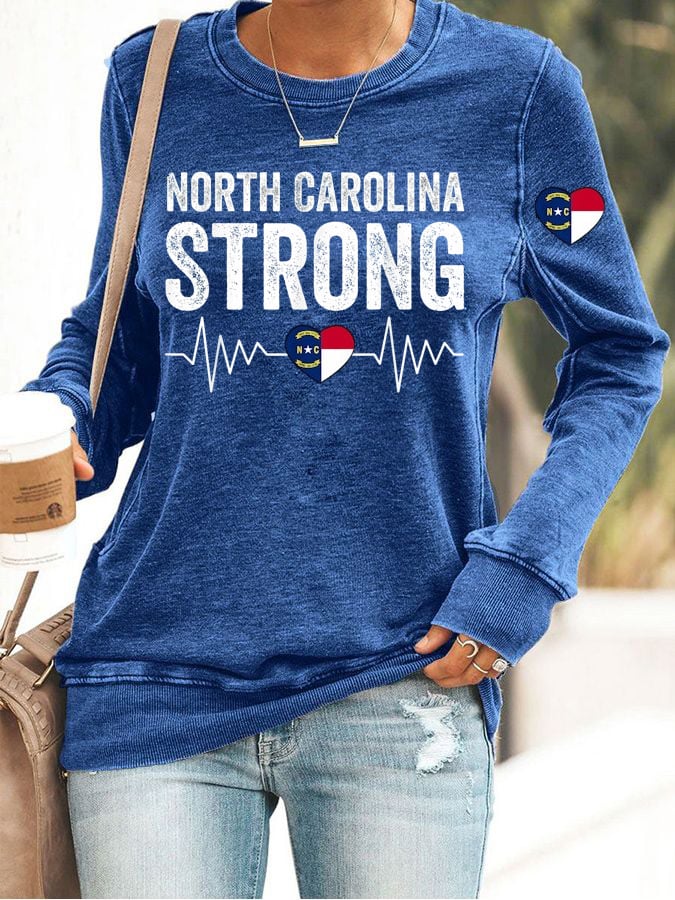 Women's North Carolina Strong Print Long Sleeve Sweatshirt