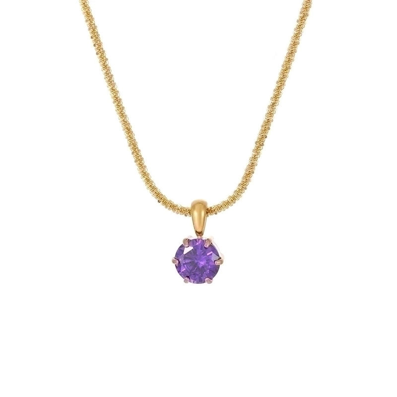 2 Pieces Classic Style Solid Color 304 Stainless Steel Zircon White Gold Plated Gold Plated Inlay Pendant Necklace