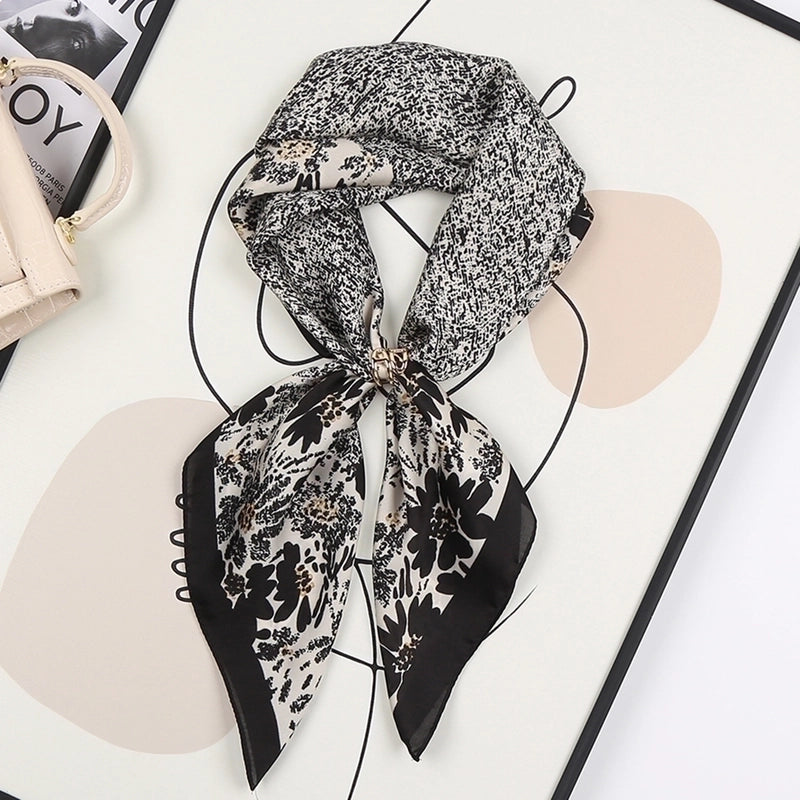 Women's Sweet Flower South  Satin Silk Scarves
