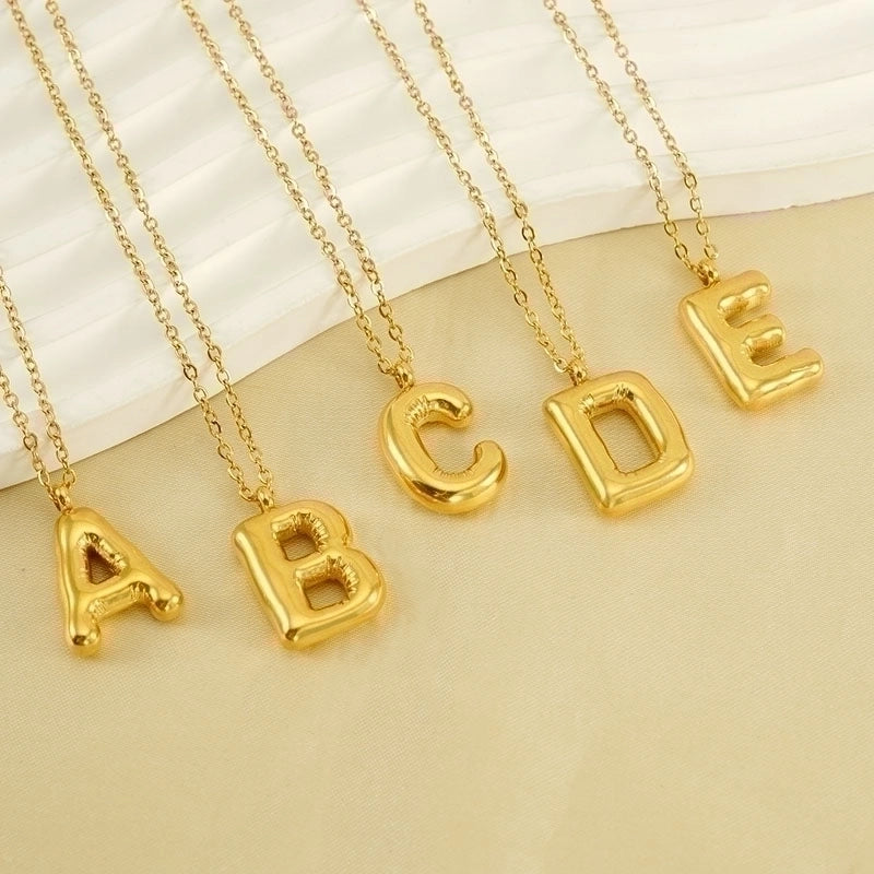 304 Stainless Steel 18K Gold Plated Casual Cute Plating Letter Titanium Steel Pendant Necklace