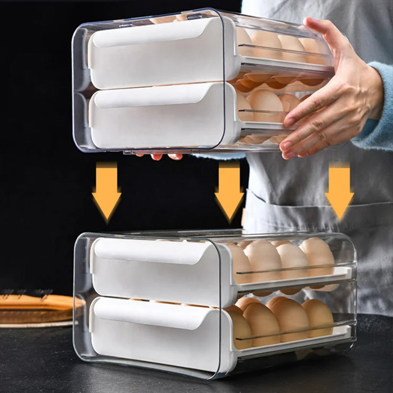 🔥Best Sales🔥  Pull-out food-grade refrigerator egg rack- stacks up to 32 eggs