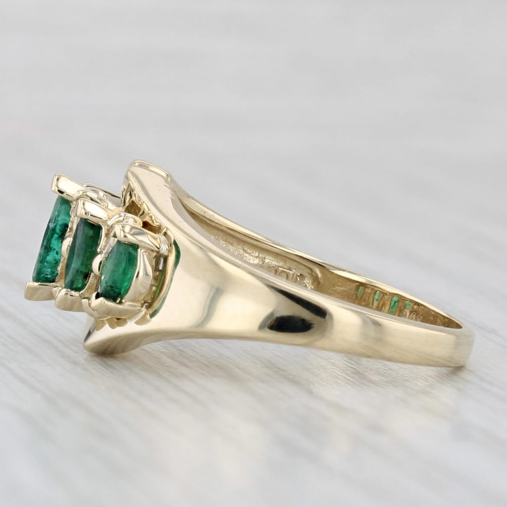 Tiered 0.79ctw Emerald Diamond Ring 14k Yellow Gold Size 7.75