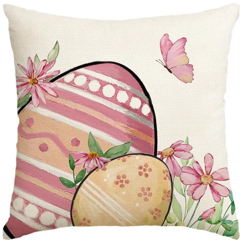 Easter Cute Classic Style Rabbit Letter Linen Pillow Cases Couch & Sofa Decor