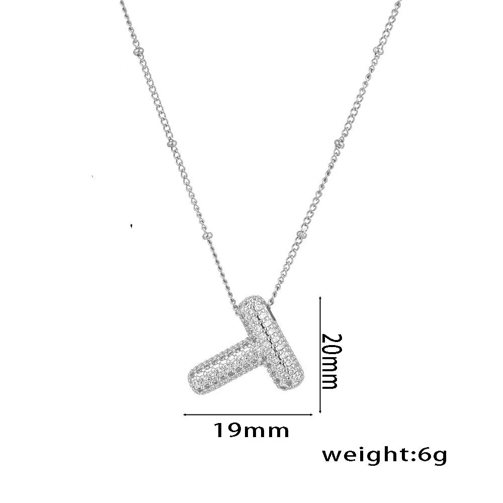 New Micro-Inlaid Zircon 26 Letter Pendant Necklace Copper Plated 18K Gold Fashionable And Classic