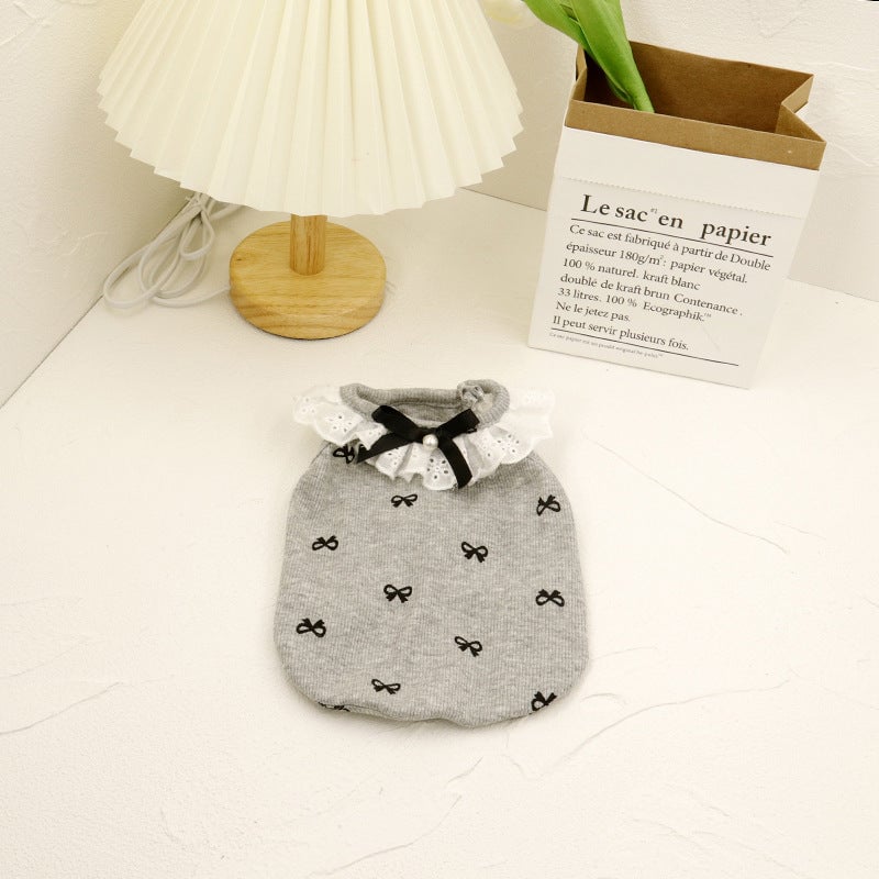 Sweet Pearl Bow Collar Dog Cat Vest