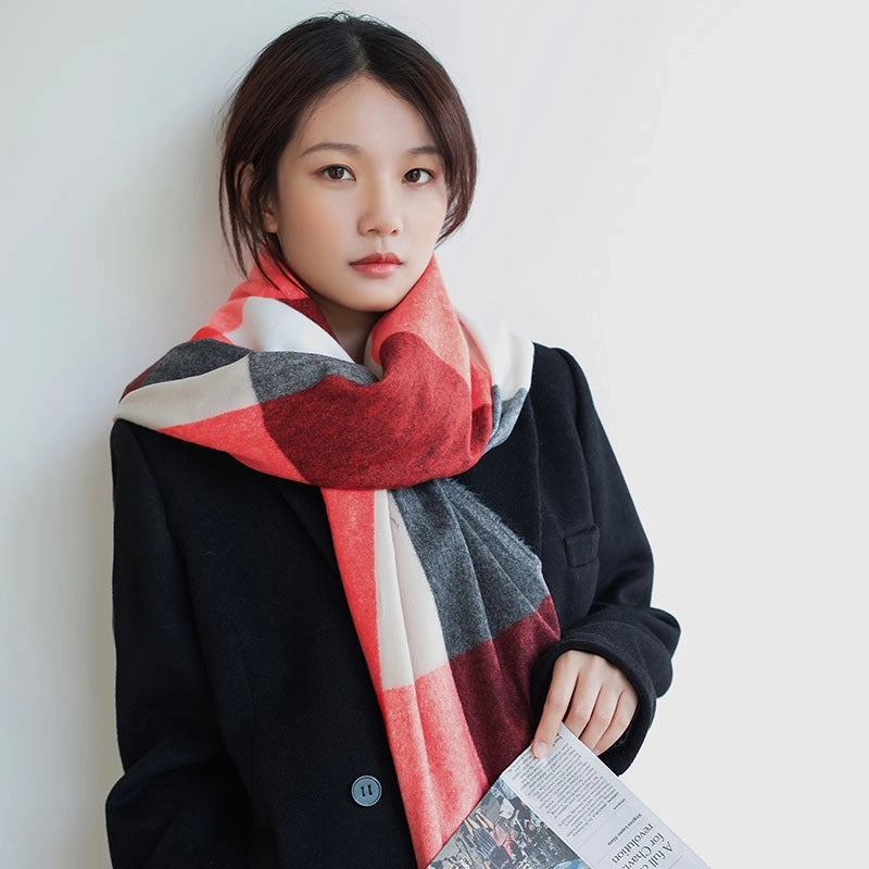 Women's Minimalist Commute Plaid Polyester Scarf