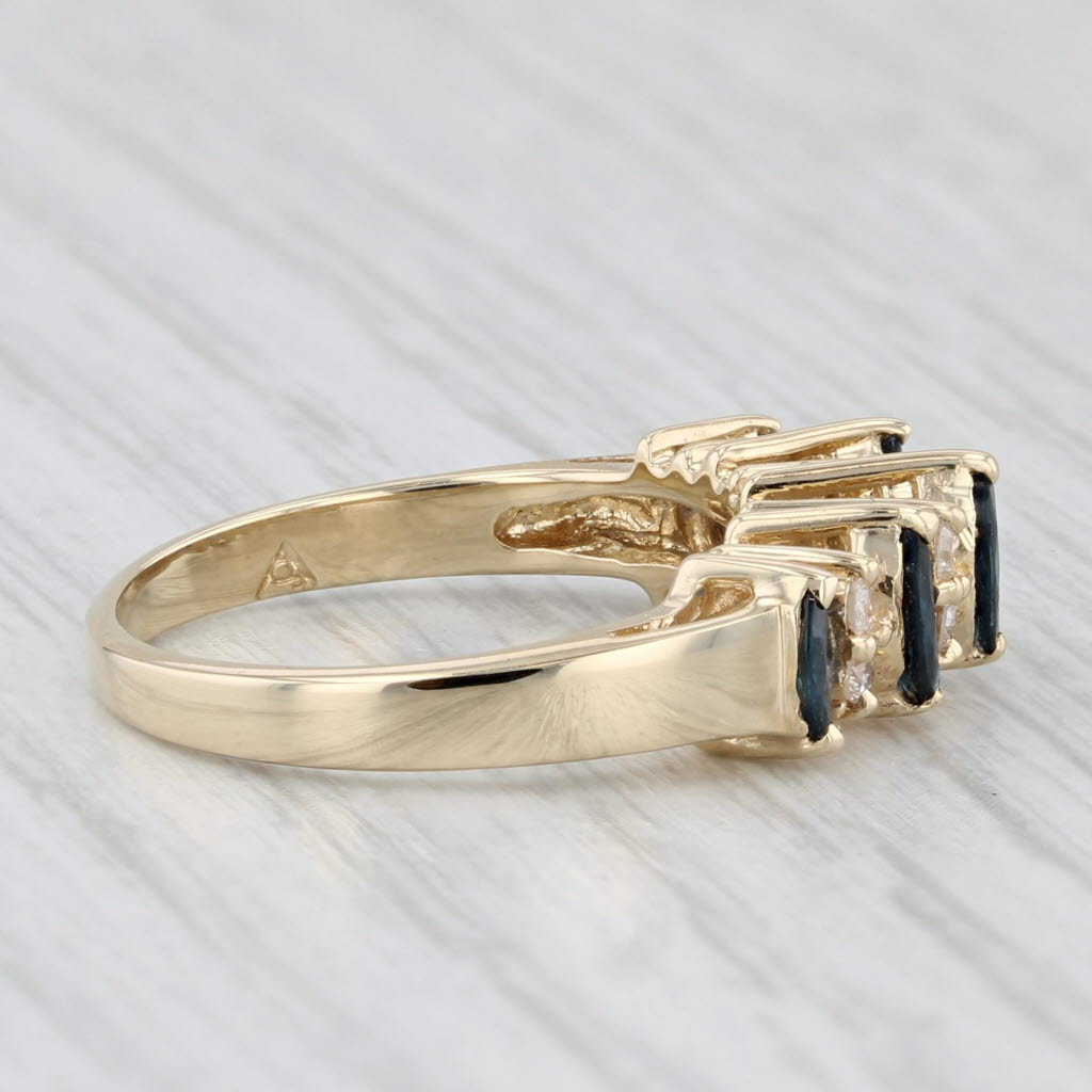 0.84ctw Blue Sapphire Diamond Ring 14k Yellow Gold Tiered Stackable Size 6