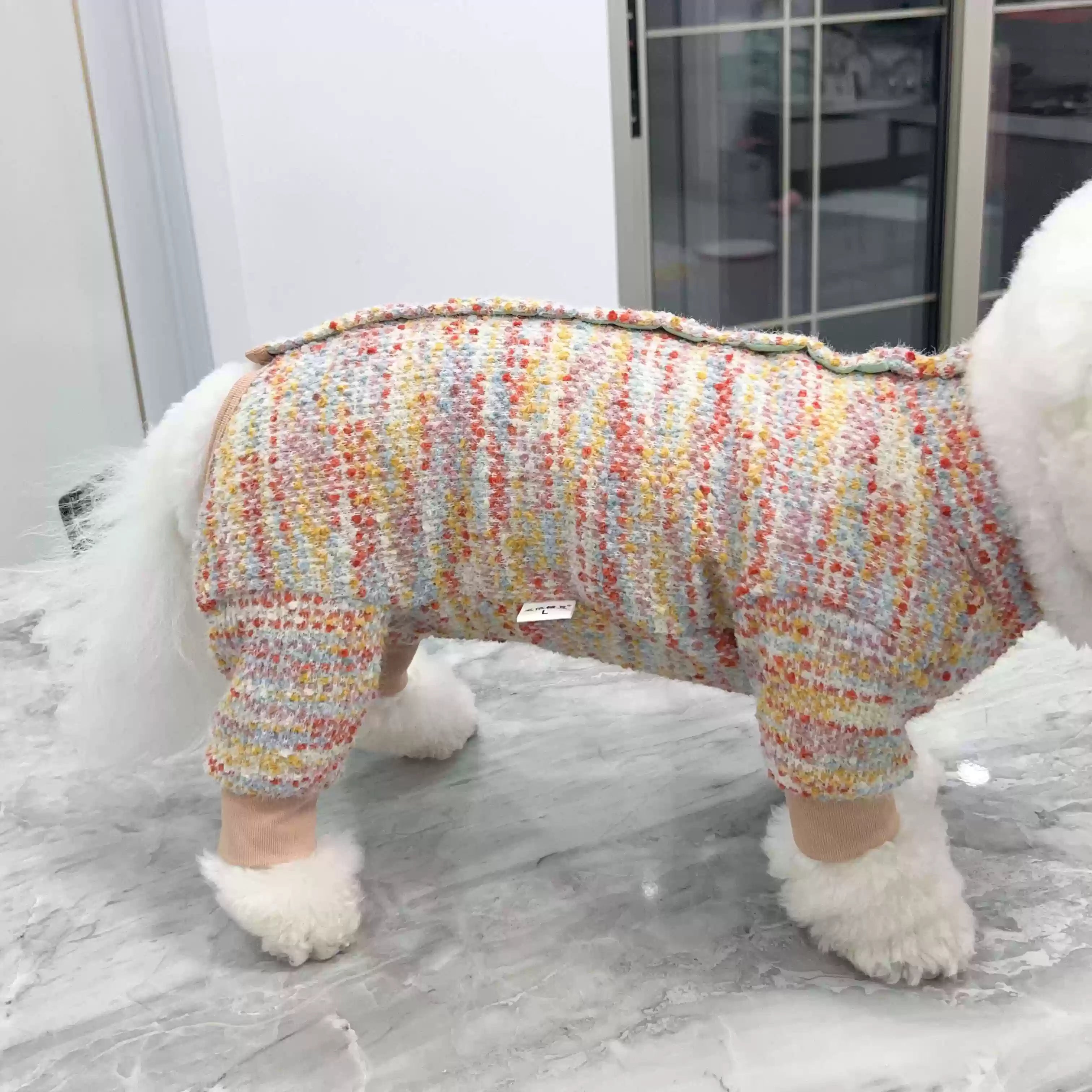 Multi-color Buttoned Warm Dog Jumpsuits