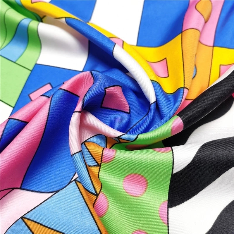 New Style 90cm Twill Silk Square Scarf Striped Horse Head Printing Fashion Scarf Shawl