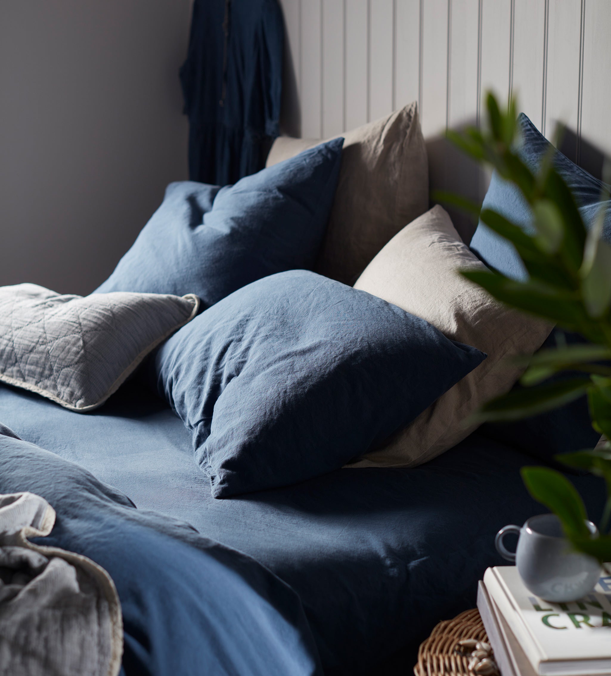 Blue Linen Blend Duvet Cover