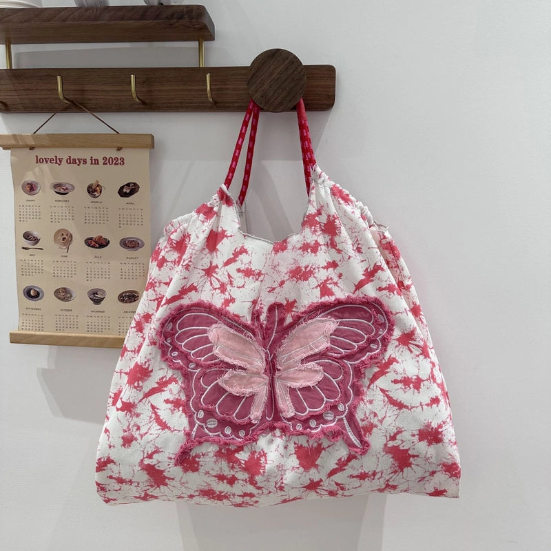 Women's Denim Butterfly Streetwear Square String Shoulder Bag