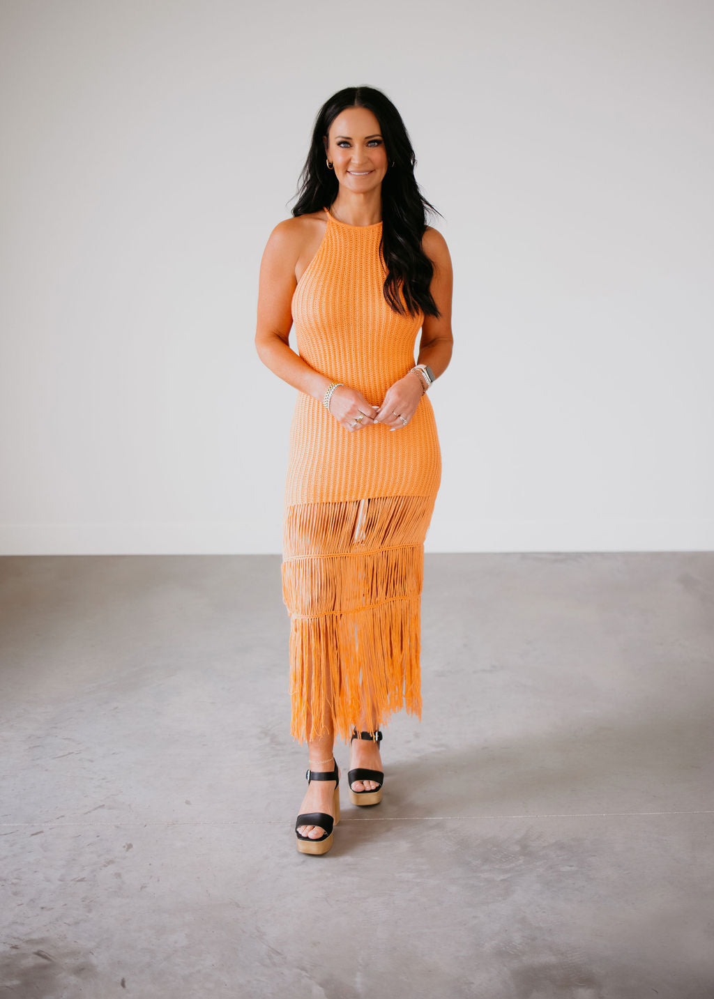 Keira Crochet Fringe Midi Dress