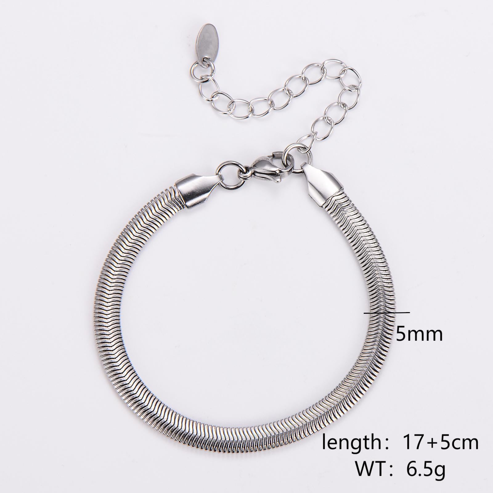 Aml Stainless Steel Snake Bone Chain Bracelet Sweater Trend Niche Simple Cold Flat Snake Chain Hip Hop