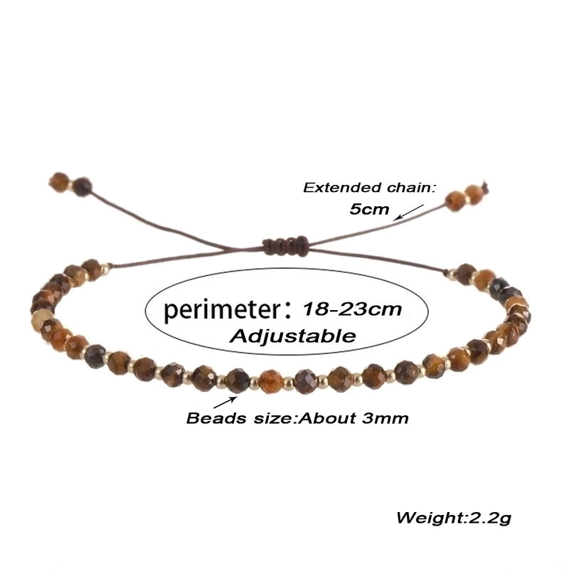 Minimalist Round Natural Stone Knitting Drawstring Bracelets