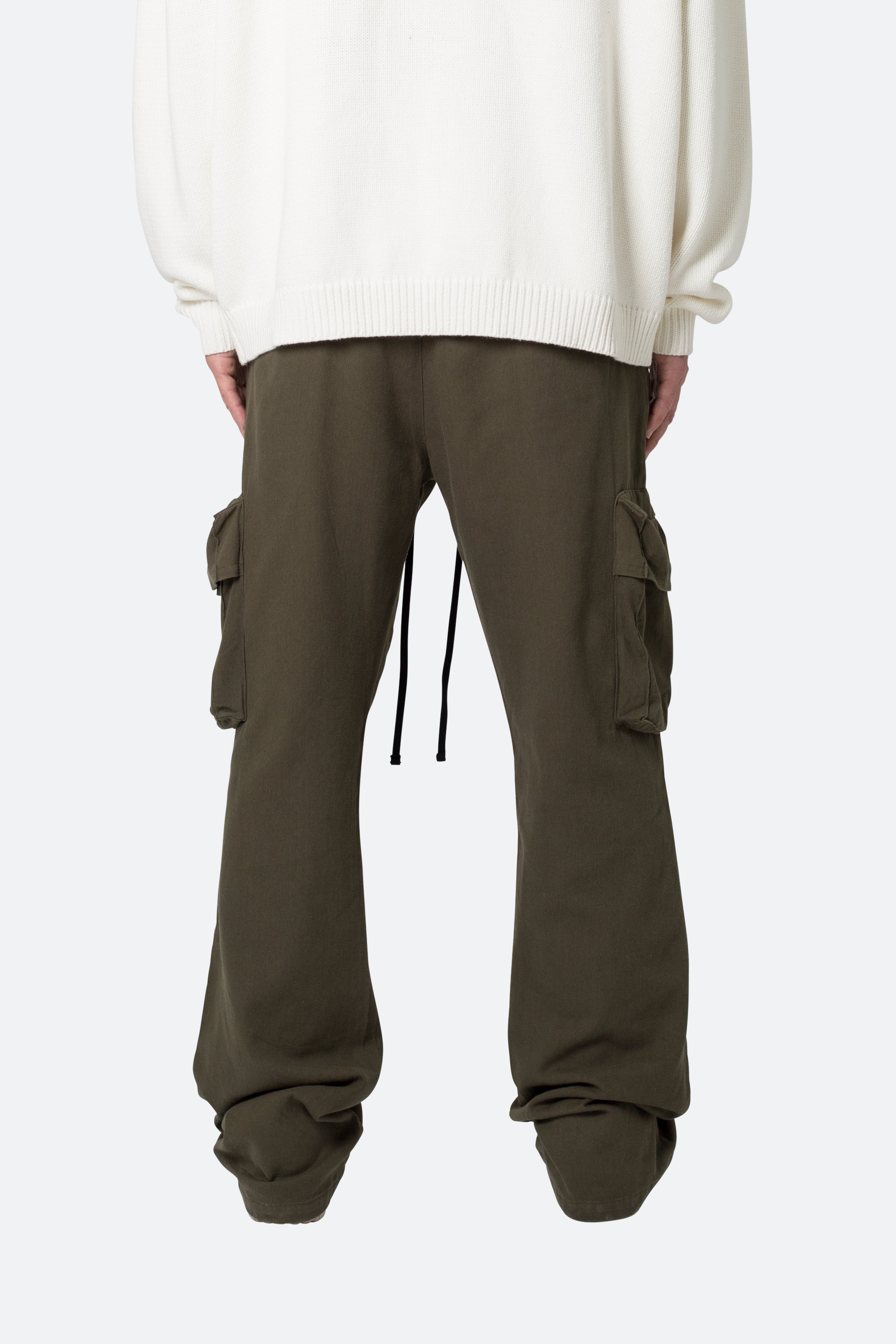 Drawcord Flare Cargo Pants - Olive